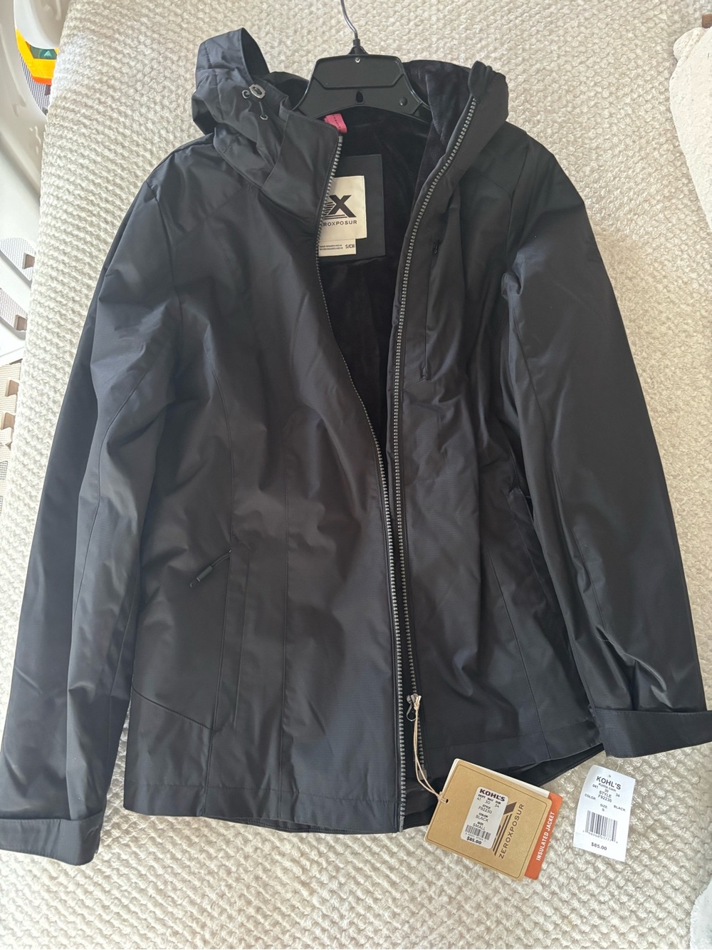 ZeroXposur Black Hooded Jacket with Contrast Zipper